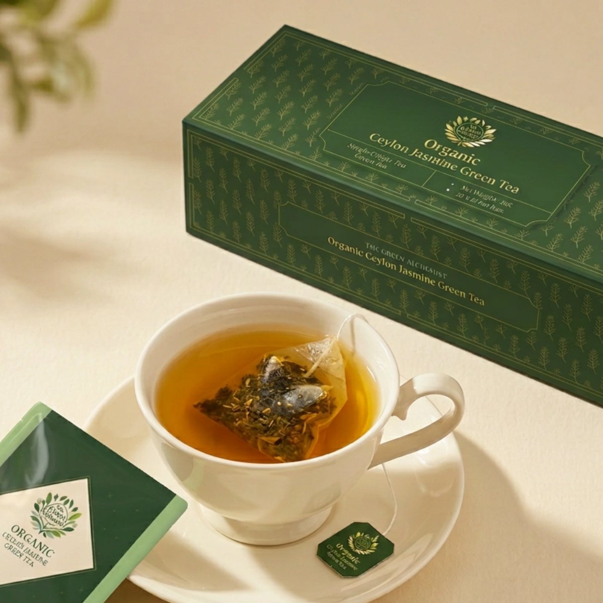 TGA Organic Ceylon Jasmine Green Tea Bags in Gift Box