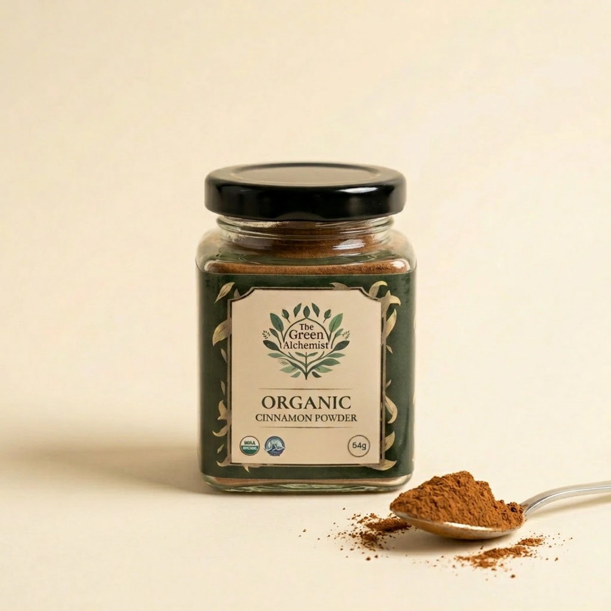 TGA - Organic Ceylon Cinnamon Powder in Glass Bottle, 128g